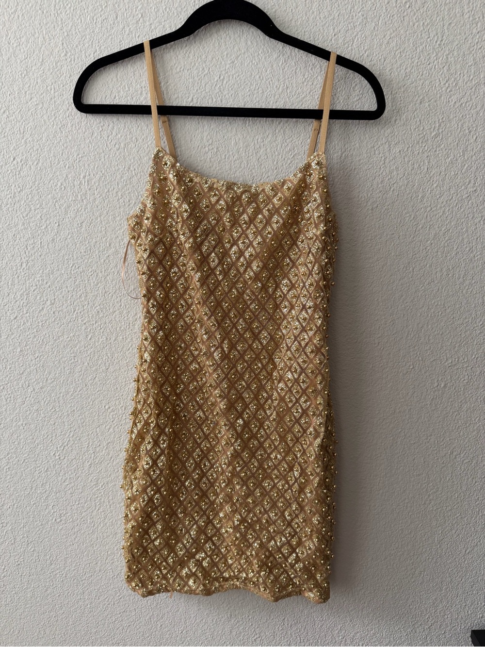 NWT Fashion Nova Roxi Gold Beaded Mini Dress